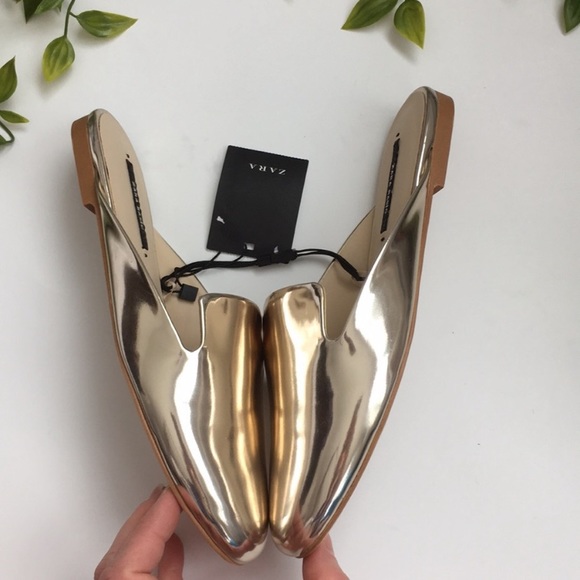 Zara Gold Mules Slide On - Picture 4 of 7